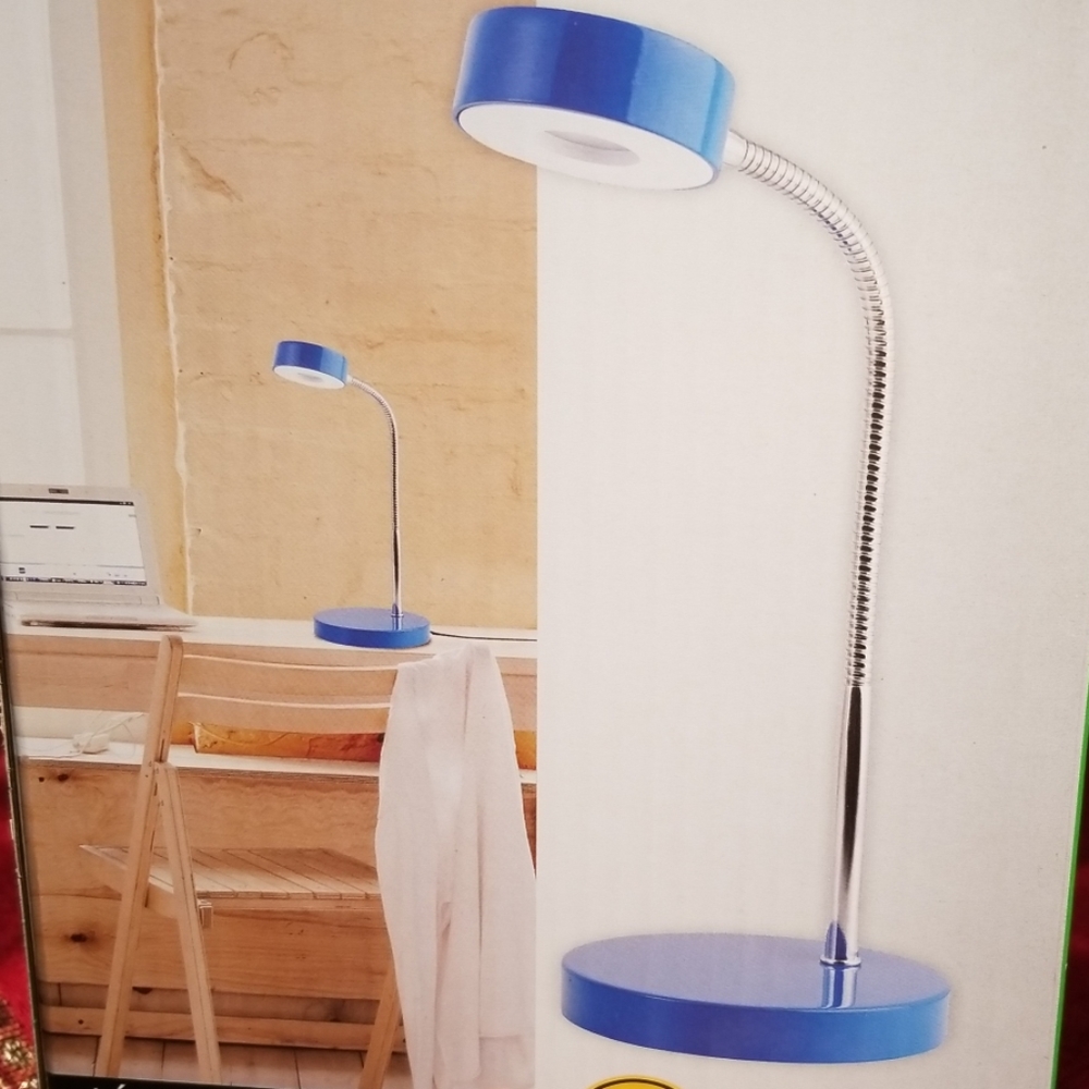 GLOBAL Blue Chrome goose neck desk lamp